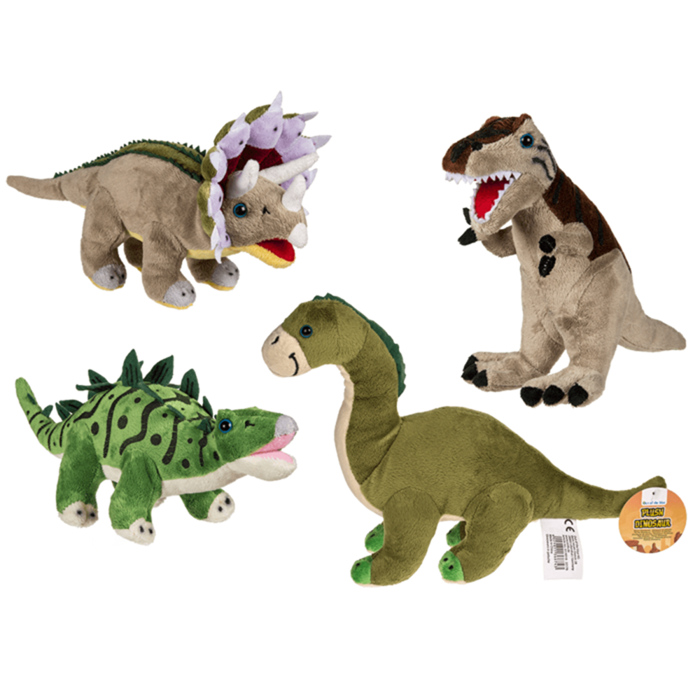 Dinosaure en peluche, env. 31 cm. 4 assortiments