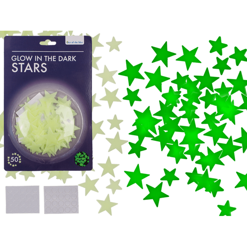 Glow in the dark sterren. 50 deilg op bl | 12 stuks