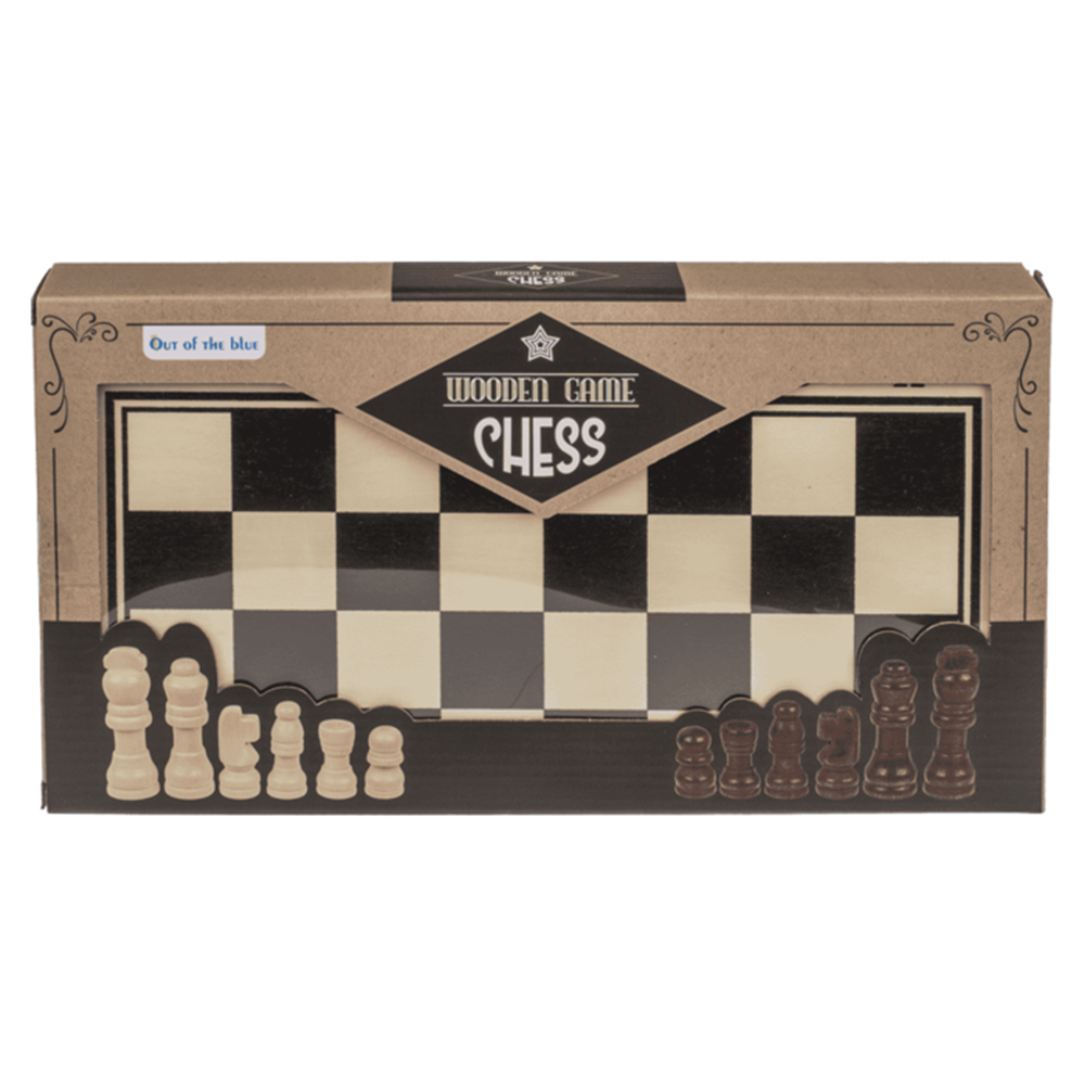 Jeu de société en bois, échecs. 34x34 cm.