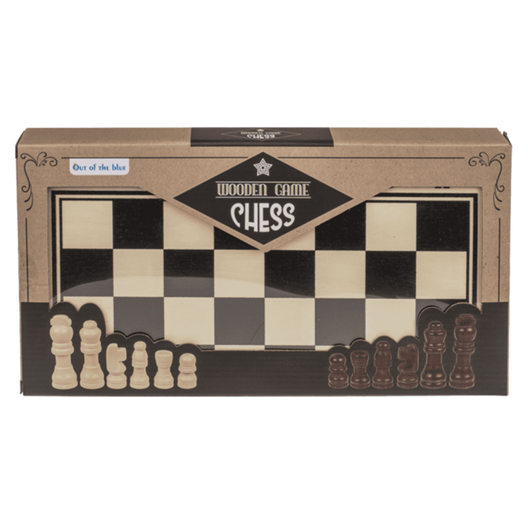 Jeu de société en bois, échecs. 34x34 cm.