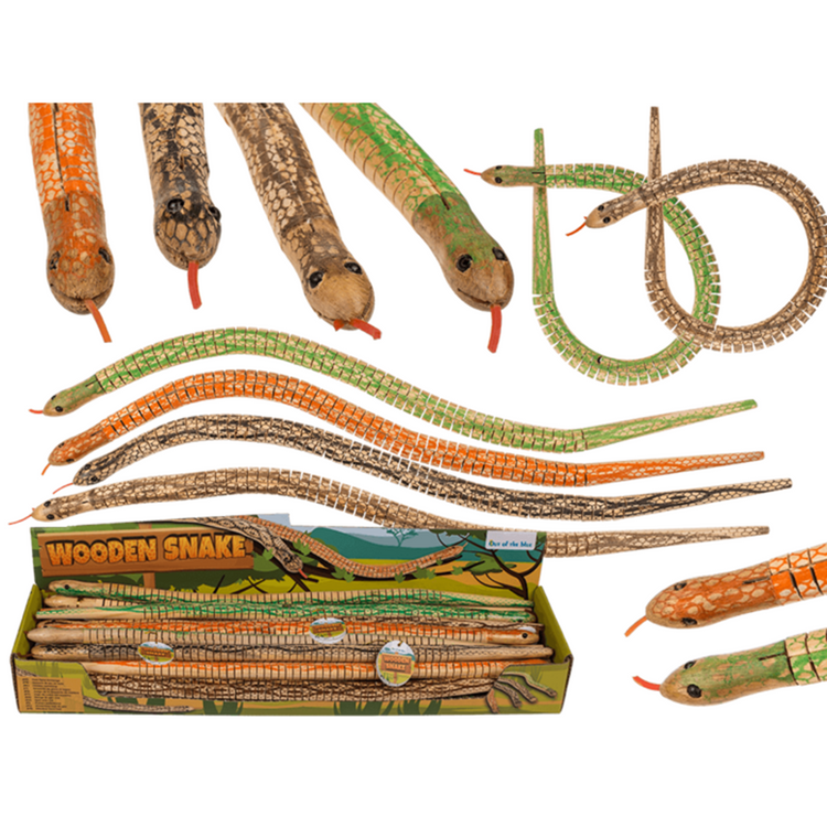 Serpent de jeu en bois Dsp, env. 50 cm. 4 essieux