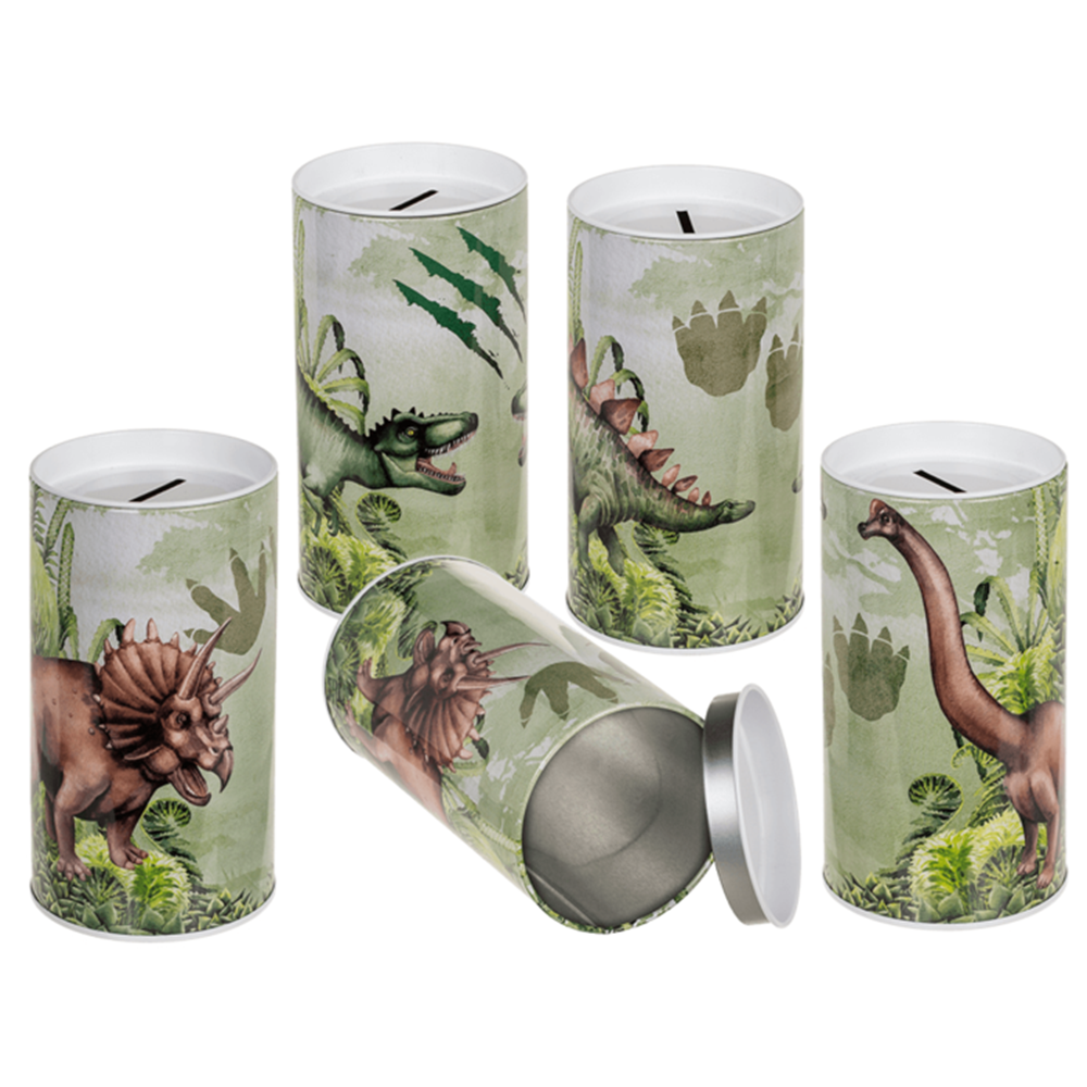 Tirelire en métal, dinosaure. 4 assortiments