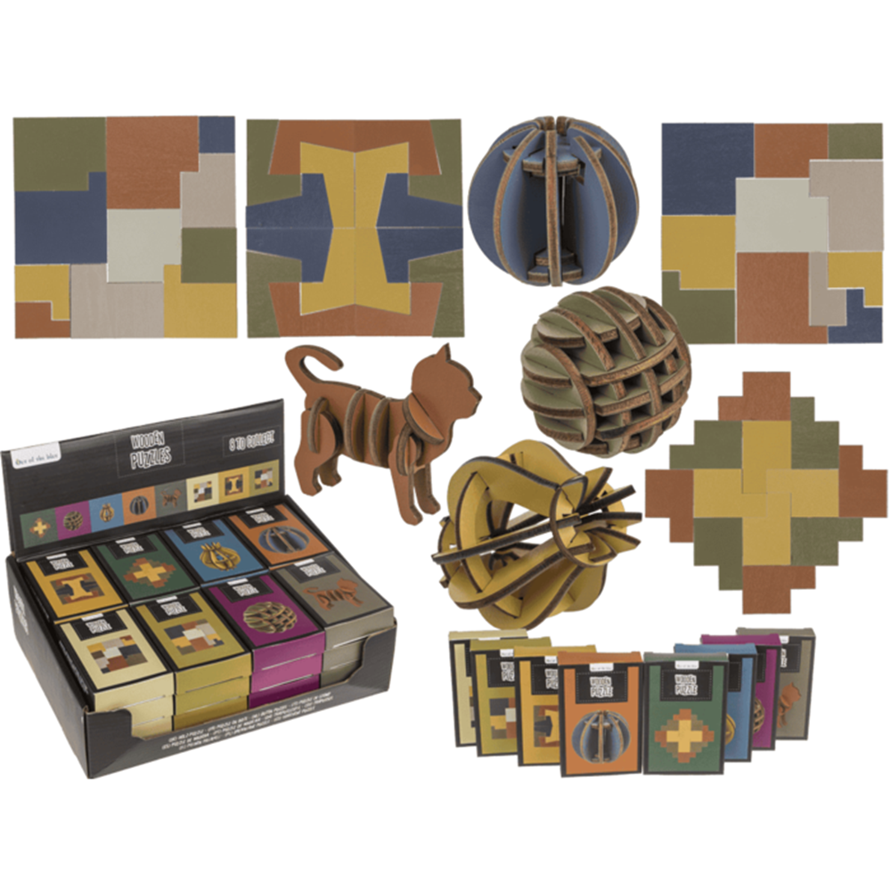 Puzzle en bois Dsp, 8 assortis en boîte.