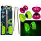 Diabolo avec 2 bâtons, brille dans le noir.