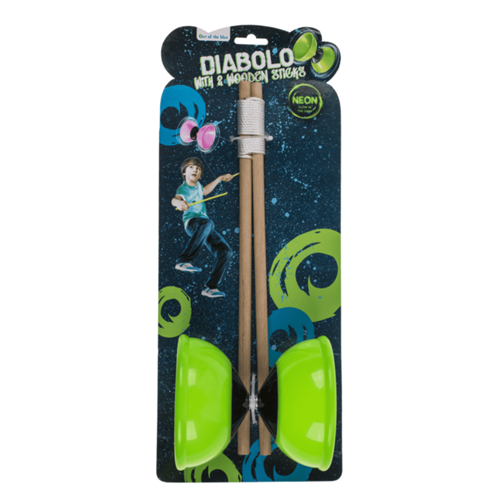 Diabolo avec 2 bâtons, brille dans le noir.