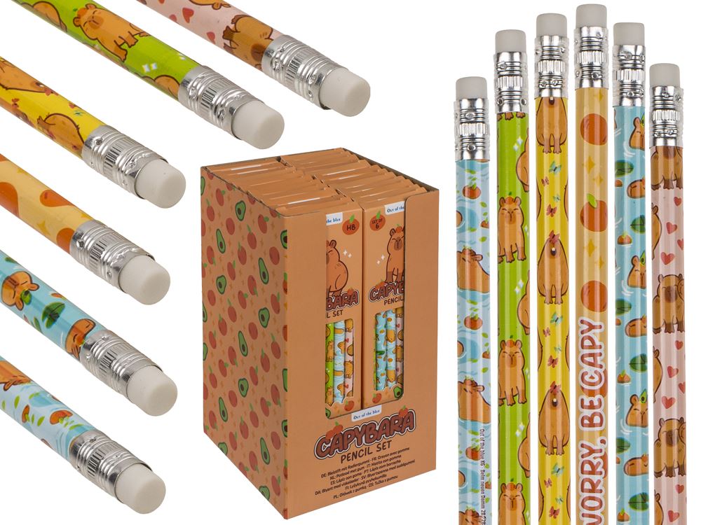 Crayon Dsp avec gomme capybara. 6 culs. 24