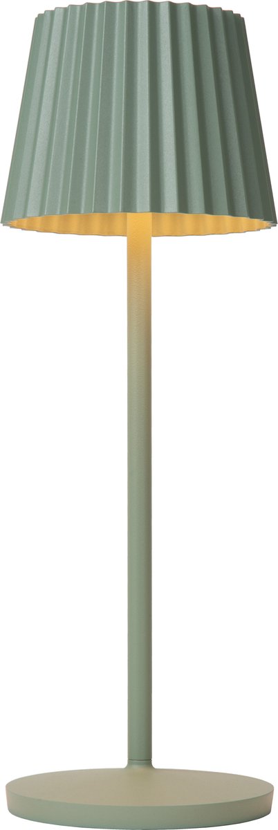 Lucide justine - lampe de table rechargeable intérieur extérieur - batterie rechargeable - LED dimmable - 1x2w 2700k - ip54 - avec station de recharge sans fil - vert