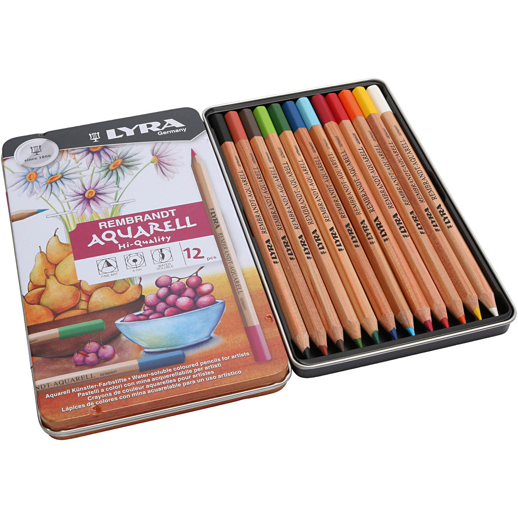 Crayons Lyra Rembrandt Aquarel, différentes couleurs, 12 pièces 1 boîte