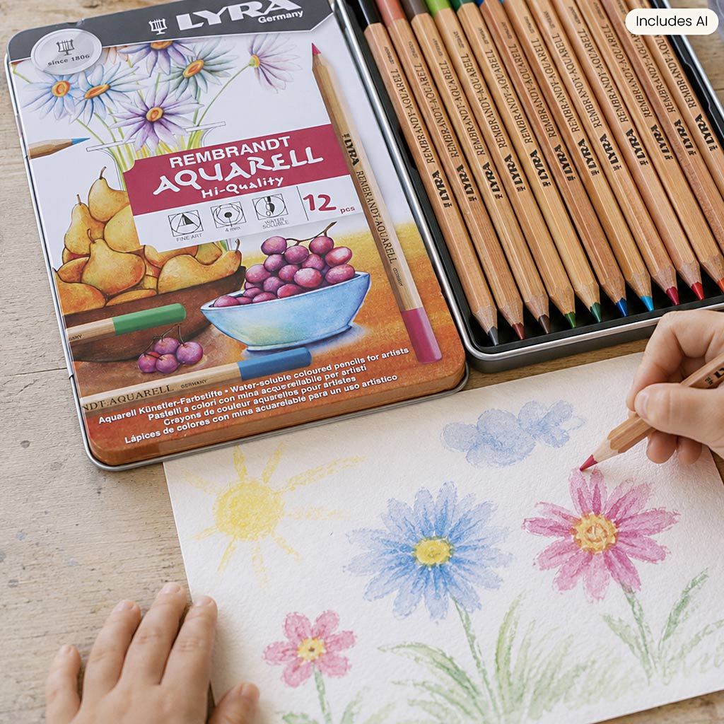 Crayons Lyra Rembrandt Aquarel, différentes couleurs, 12 pièces 1 boîte