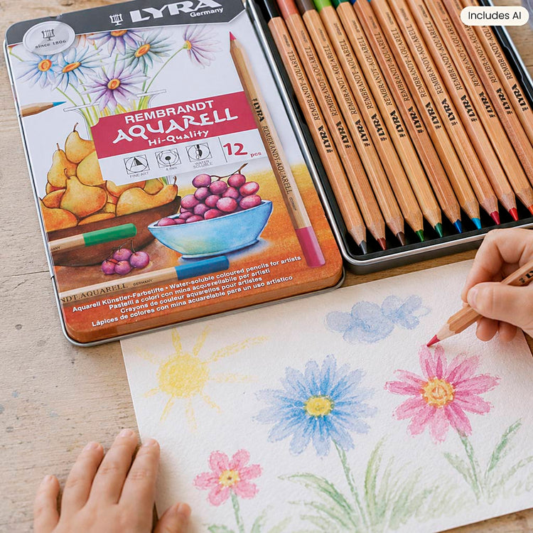 Crayons Lyra Rembrandt Aquarel, différentes couleurs, 12 pièces 1 boîte