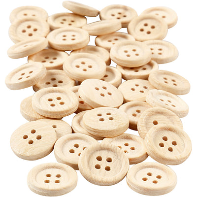 Boutons en bois Creativ company, d 18 mm, 4 trous, 40 pièces 1 boîte