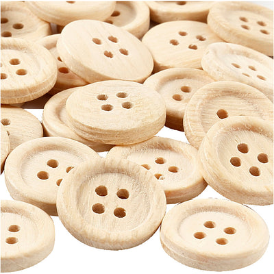 Boutons en bois Creativ company, d 23 mm, 4 trous, 30 pièces, 1 boîte