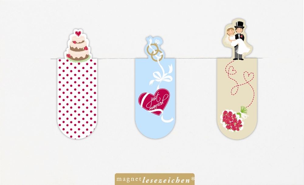 Marque-page magnétique. mariage 3 cul (6 sets)