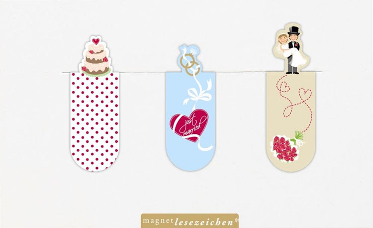Marque-page magnétique. mariage 3 cul (6 sets)