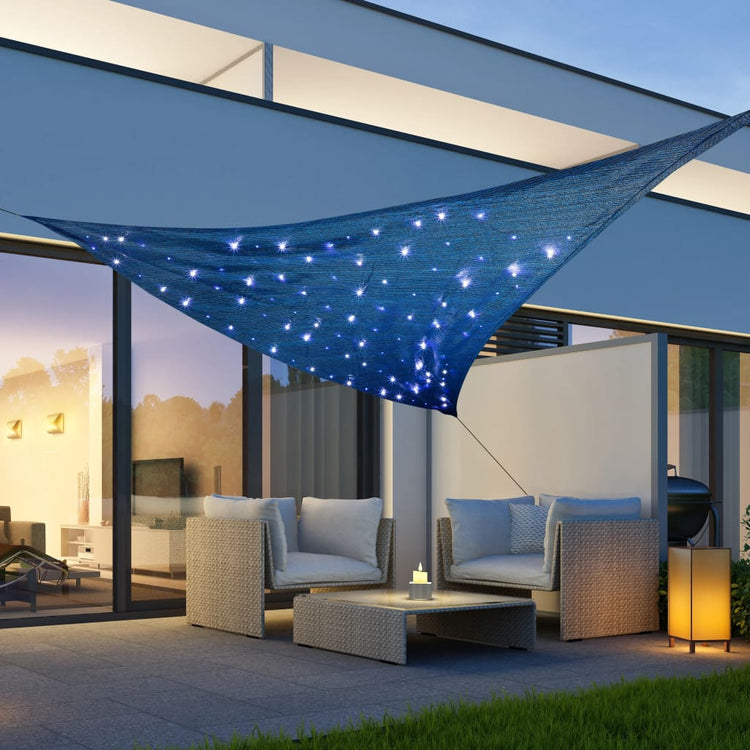 Hi hi zonnezeil avec 100 LED 3,6x3,6x3,6 m bleu clair