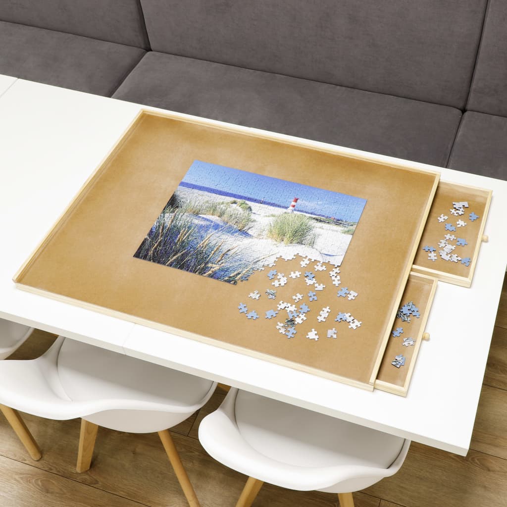 Hi Hi Puzzle Table avec 4 tiroirs 90x67x4,5 cm Bois