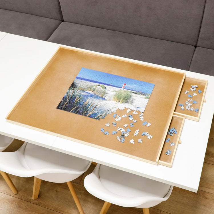 Hi Hi Puzzle Table avec 4 tiroirs 90x67x4,5 cm Bois