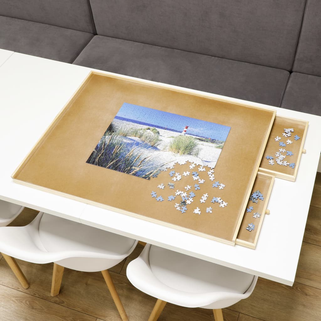 Hi Hi Puzzle Table avec 4 tiroirs 76x57x4,5 cm Bois