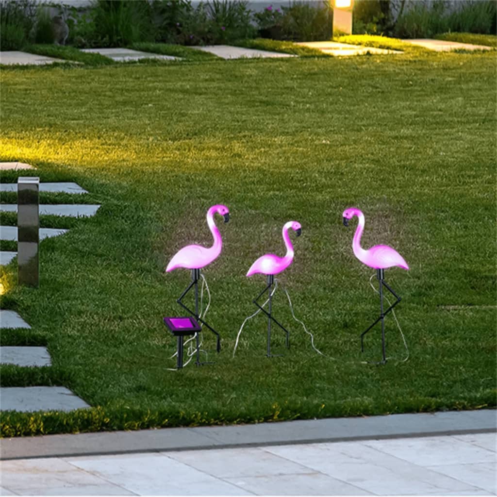 Salut salut les broches au sol 3 St solaire LED Flamingo