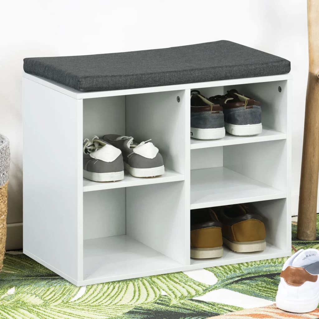 Hi Hi Rack à chaussures avec coussin 51,5x29x48 cm blanc