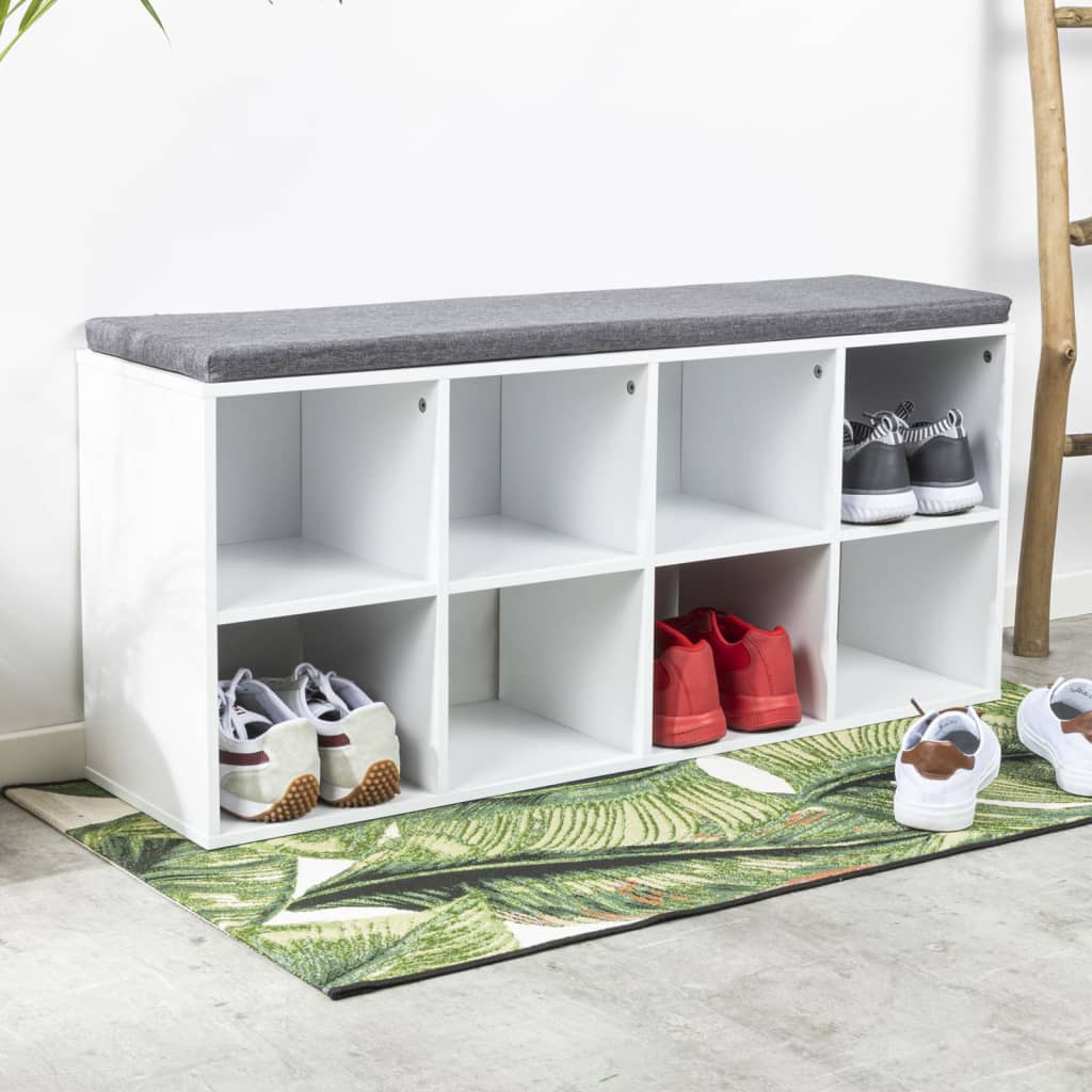 Hi Hi Rack à chaussures avec coussin 103.5x29x48 cm blanc
