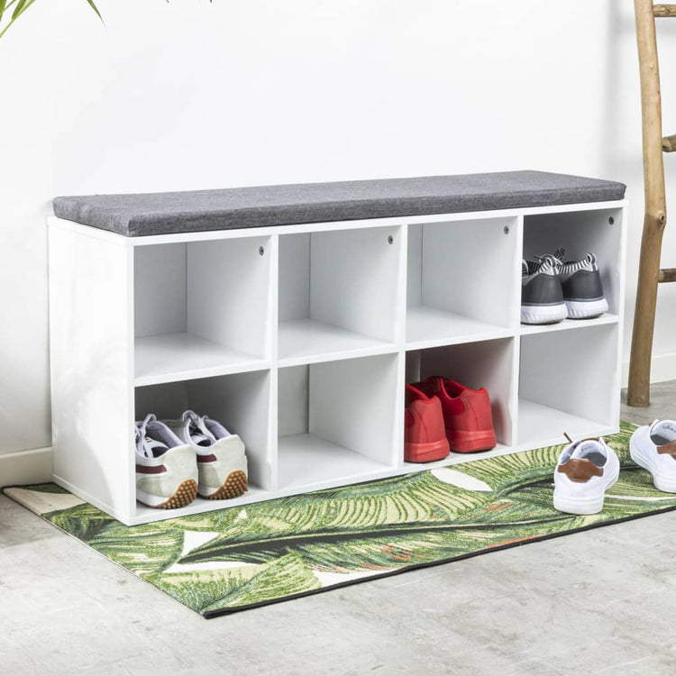 Hi Hi Rack à chaussures avec coussin 103.5x29x48 cm blanc