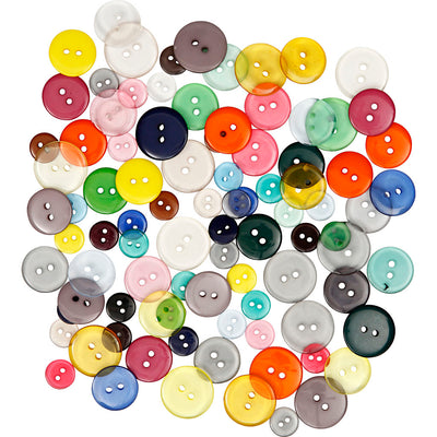 Boutons Creativ company, d 12+18+20 mm, différentes couleurs, 50 gr, 100 pièces 1 boîte
