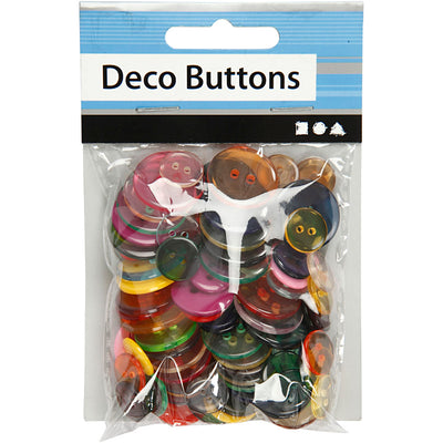 Boutons Creativ company, d 12+18+20 mm, différentes couleurs, 50 gr, 100 pièces 1 boîte