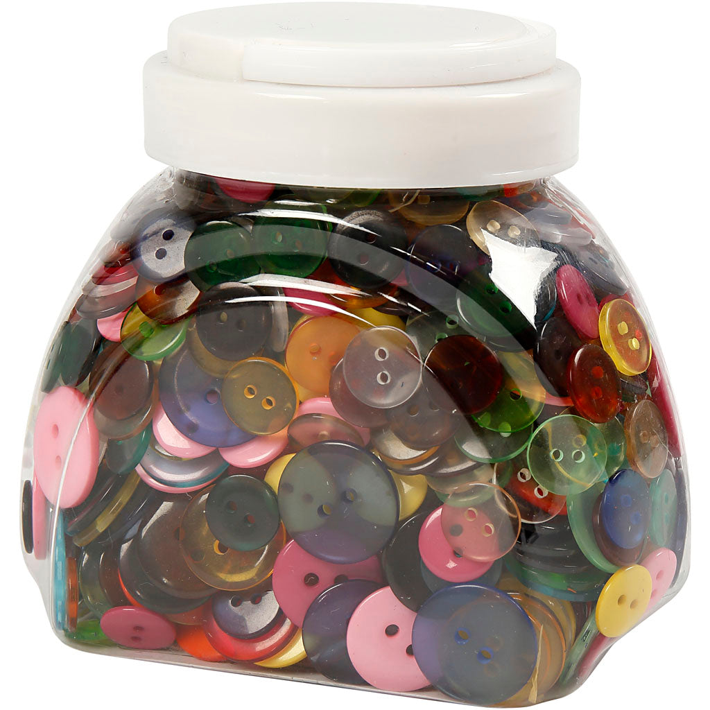Boutons Creativ company, d 12+18+20 mm, différentes couleurs, 800 pièces 1 boîte
