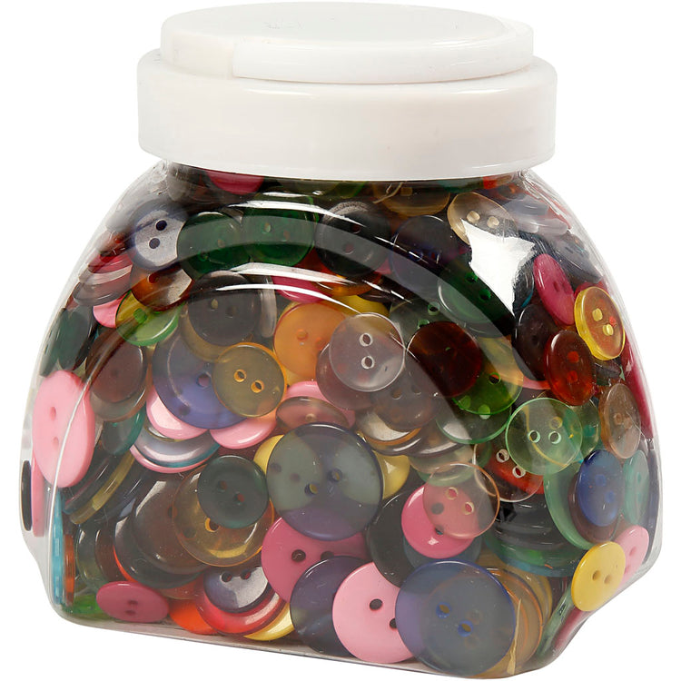 Boutons Creativ company, d 12+18+20 mm, différentes couleurs, 800 pièces 1 boîte