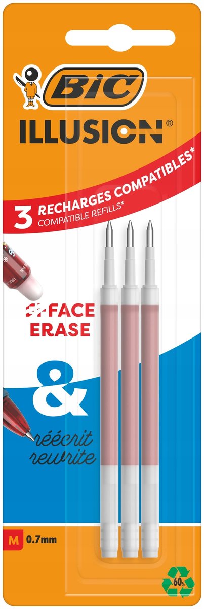 Bic illusion gel rouge - 3 recharges
