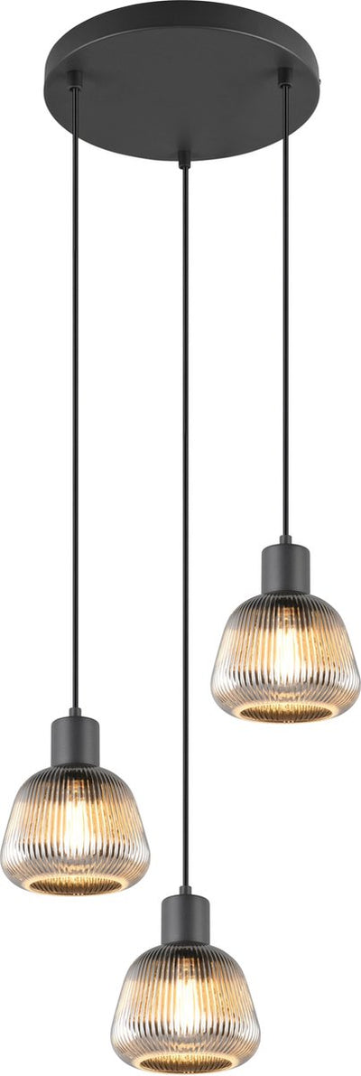 Trio tarifa - lampe suspendue - noir mat - excl. 3x E27 4 W - montage au plafond - réglable en hauteur