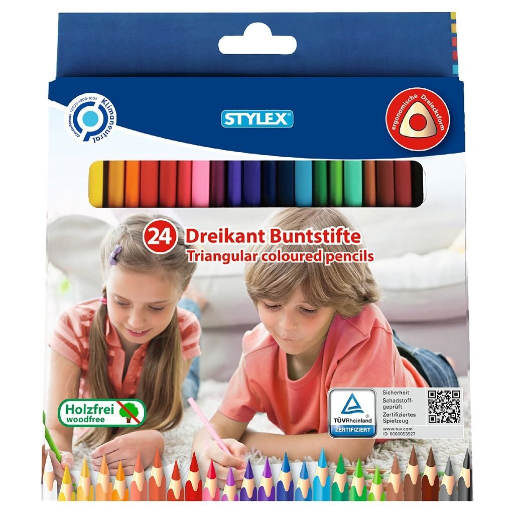 Stylex Crayons de couleur triangulaire Stylex 24 couleurs
