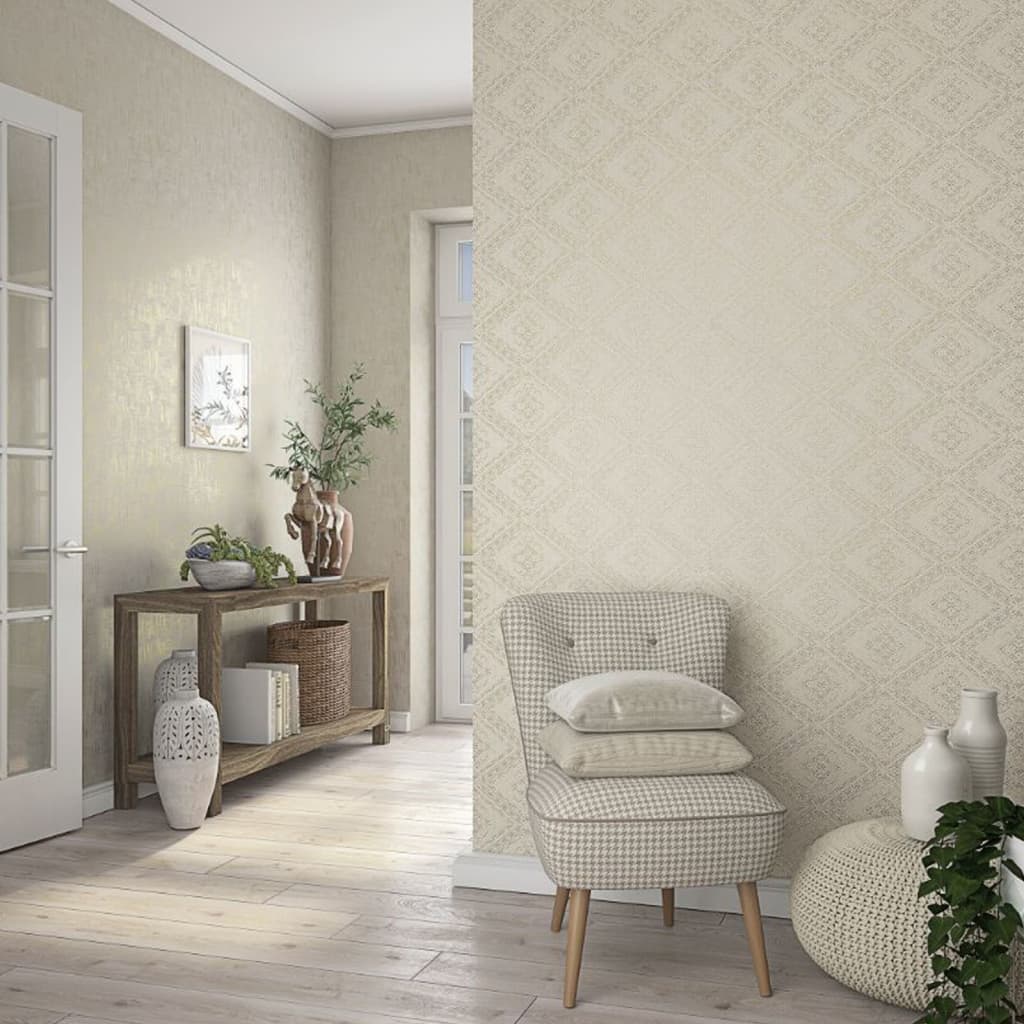 NOORDWAND NOORDWAND Fond d'écran TOPCHIC TONE SUR TONE DIAMONDS BEIGE MÉTALLIQUE