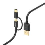 HAMA 2IN1-MICRO-USB Câble avec adaptateur de type USB 1 m noir - afbeelding 2