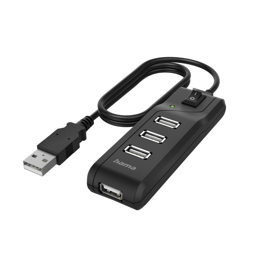 Hama Hub USB 4 ports USB 2.0 480 Mbits interrupteur marche/arrêt