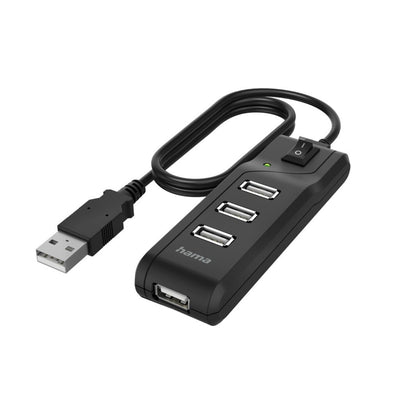 Hama Hub USB 4 ports USB 2.0 480 Mbits interrupteur marche/arrêt
