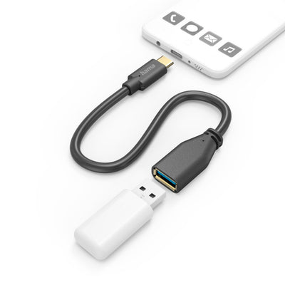 Hama Câble adaptateur USB OTG fiche USB-C - connexion USB-A 15 cm noir