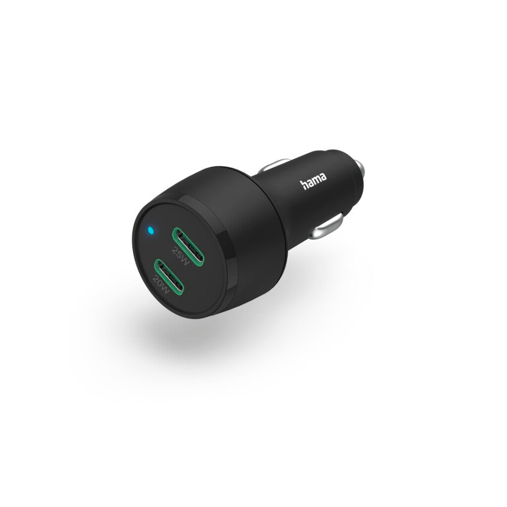HAMA AUTO-FAST Charger 2x USB-C Power Delivery Qualcomm Reg; 45 W noir