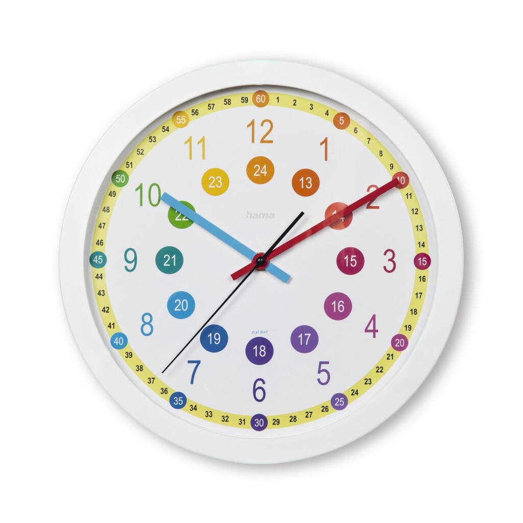 Hama horloge murale pour enfants sal ne tique pas 30 cm multicolore blanc