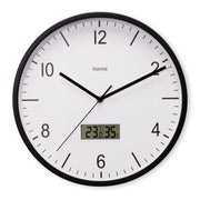 Hama horloge murale dcf Lanzarote ne tique pas + thermomètre et hygromètre 35 cm noir et blanc - afbeelding 1