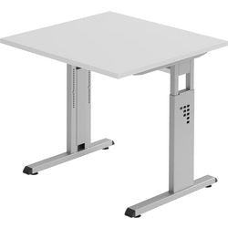 Bureau carré réglable en hauteur avec pied en C gris clair 800x800x680-760mm