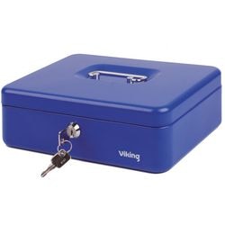 Tirelire en acier 26,2x19,2x8,2cm 4 compartiments bleu