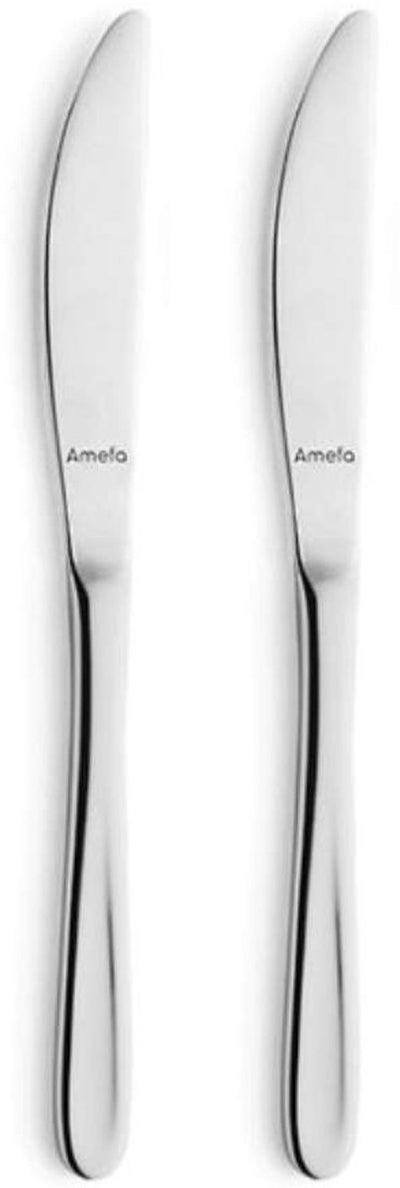 Amefa Monaco - Set de couteaux de table 2 pièces - pour 2 personnes - couleur argent - acier inoxydable - passe au lave-vaisselle - 18 10 - 2 personnes