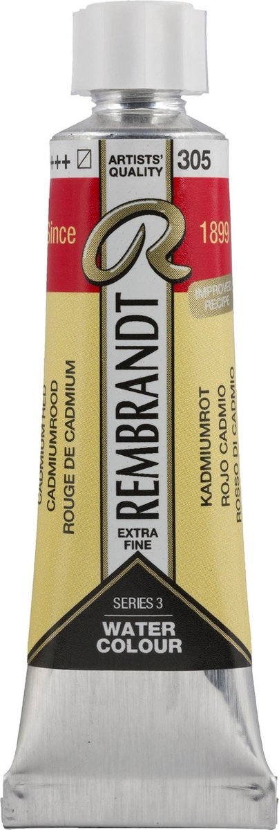 Peinture aquarelle Rembrandt tube 10 ml rouge de cadmium 305