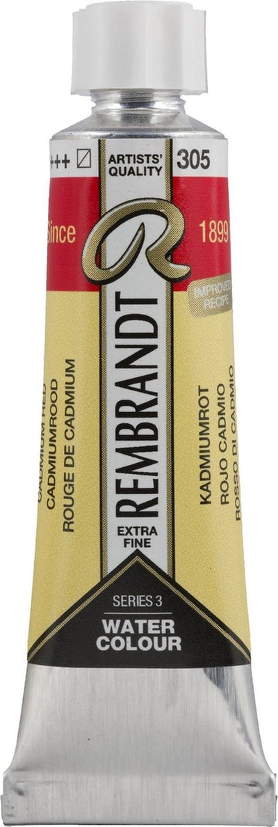 Peinture aquarelle Rembrandt tube 10 ml rouge de cadmium 305