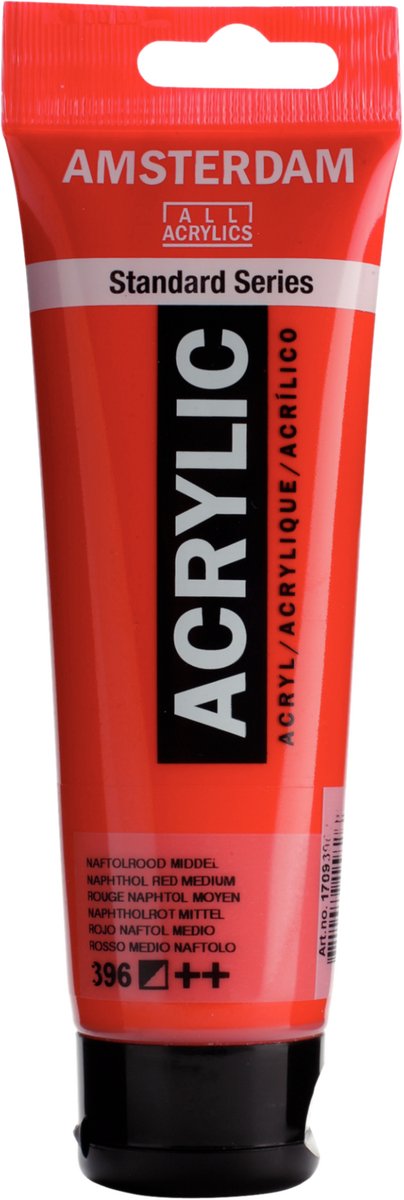 Peinture acrylique série standard Amsterdam tube 120 ml rouge naphtol moyen 396