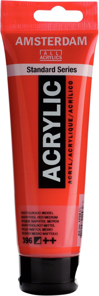 Peinture acrylique série standard Amsterdam tube 120 ml rouge naphtol moyen 396