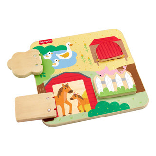 Animaux de la ferme cache-cache en bois Fisher-price | 2 pièces