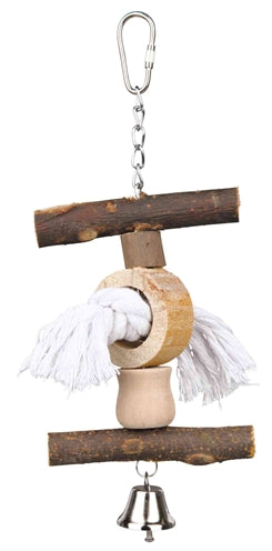 Trixie Toy Bark Wood and Corde avec Bell